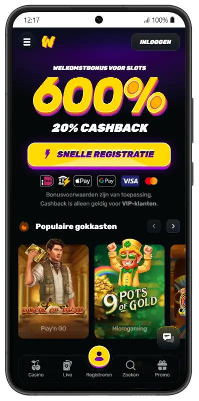 Wino Casino mobiele applicatie
